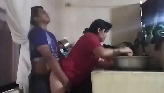 Fucking the Maid in the Kitchen When My Wife Is in the Living Room