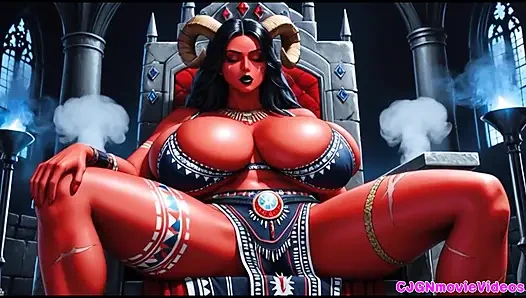 İblis kraliçesi kölelerini cezalandırıyor, ai animasyonu