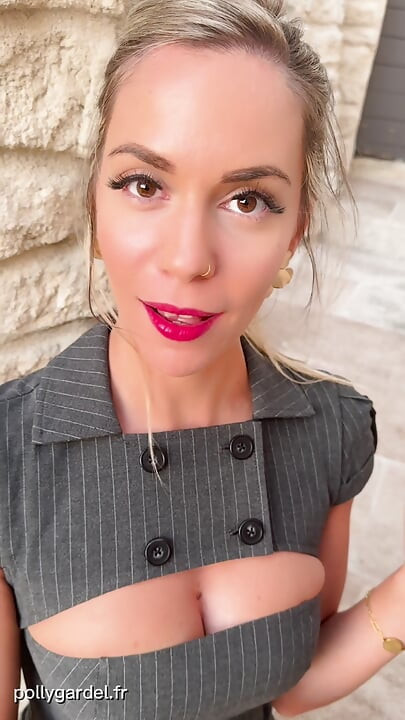 Shown for dessert, Polly Gardel, porn actress gets fucked outside and drinks cum