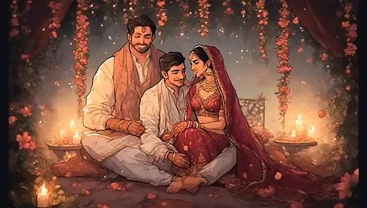 Azgın Hintli kadın kocasının arkadaşı tarafından sert sikiliyor