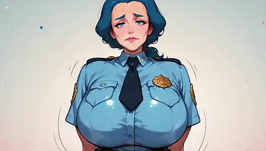 Mavi saçlı ai fanart polis memuru