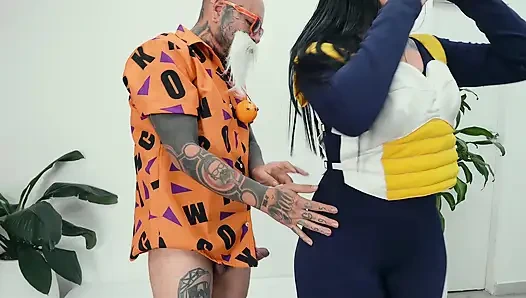 Coach gets excited when he sees our huge asses go up and down and we end up having a threesome with my friend