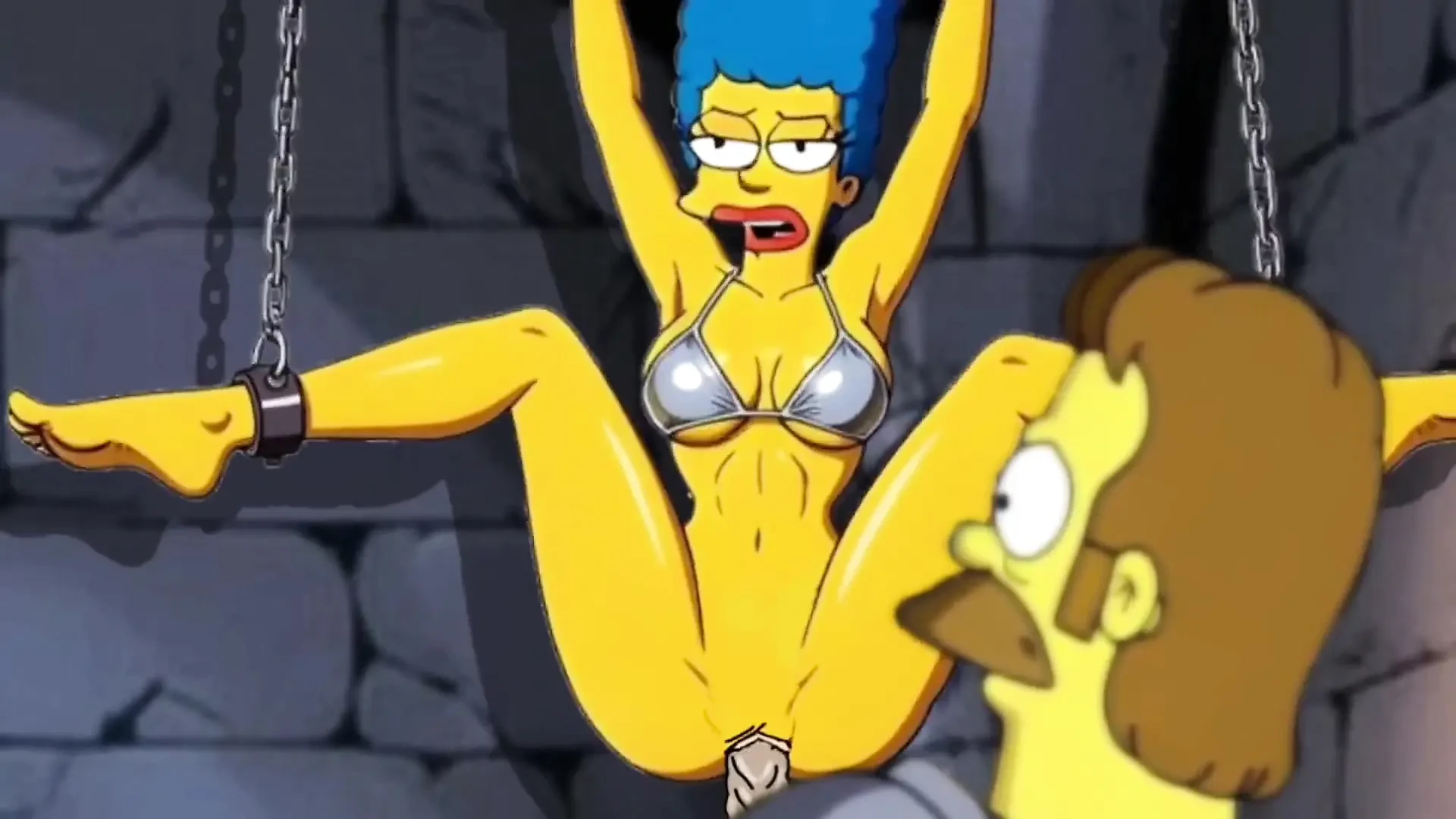 Slut in Chains Takes His Cum. Erotic Fantasy. Cartoon Parody of the Simpsons