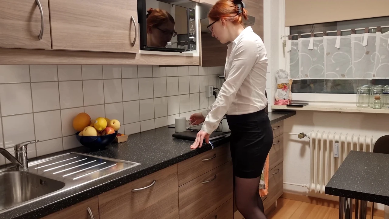 Redhead office slut gets creampie
