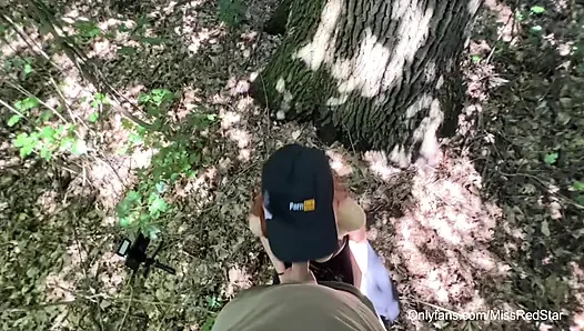 Fuck and Suck BIG Tits Stranger in Woods