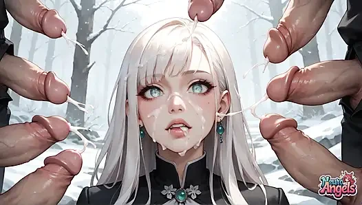 Dondurulmuş süt seli kız öğrencinin kar yağışlı fışkırtma orgazmı