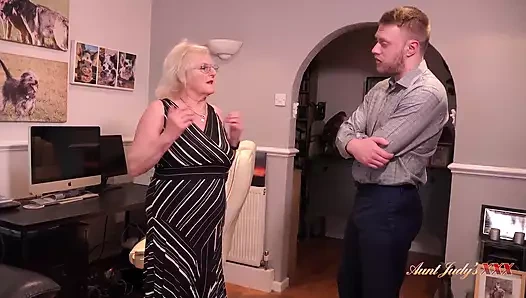 AuntJudysXXX - Horny GILF Mrs. Claire Fucks the Debt Collector