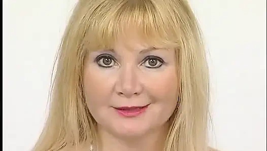 Blonde mature wearing bodystockings dildoing her slightly hairy pussy