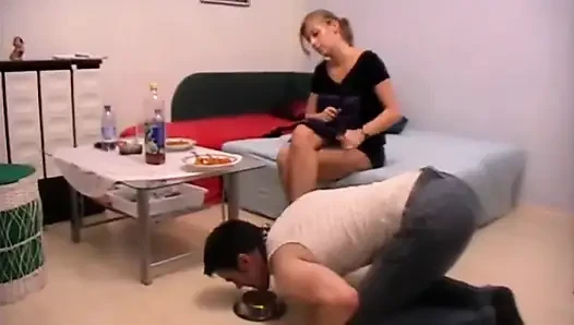 Evcil hizmetçimi besliyorum