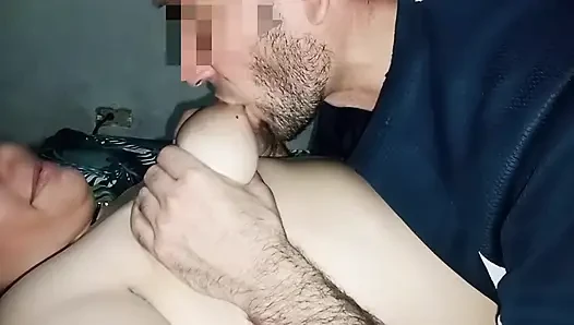 I've been sucking my wife's big natural tits for 7 minutes to get her breast milk, but nothing comes out of her nipples anymore.