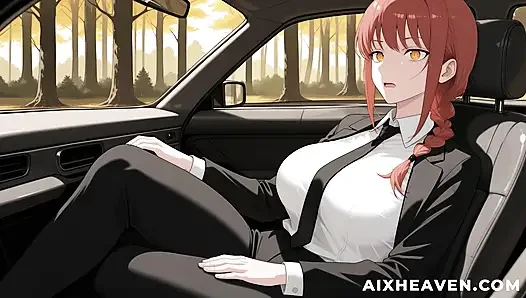 Makima işe giderken arabada sikişiyor! Chainsaw Man Sansürsüz Hentai