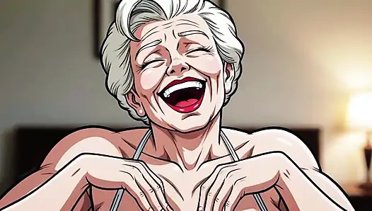 Yatak odasındaki ai yaşlı kadınlar memelerini azdırıyor ve teşhir ediyor