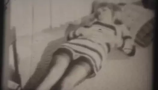 Vintage uzun saçlı sarışın şeritler