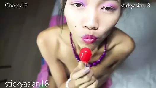 Cherry girl 19 Exercising, Lolli and Cock licking