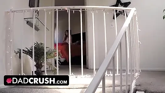 DadCrush - Horny Babe Strips Naked And Gets Her Hairy Pussy Plowed Hard By Big Throbbing Cock