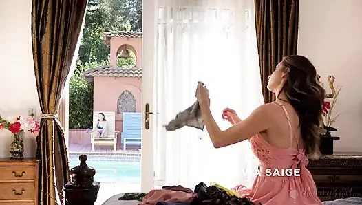 Üvey annenin kızı - orta yaşlı seksi kadın Silvia Saige gergin üvey kızı Sera Ryder'a doğruluk mu cesaret mi öğretiyor
