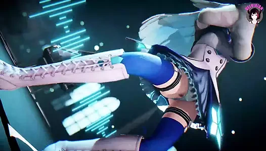 Sevimli genç kız dans ederken külotunu gösteriyor (3 boyutlu hentai)