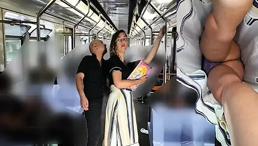 Rubbing himself during the subway ride under her skirt.