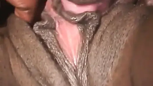 Bem agraciada modelo negra peituda adora ser fodida deitada de um lado