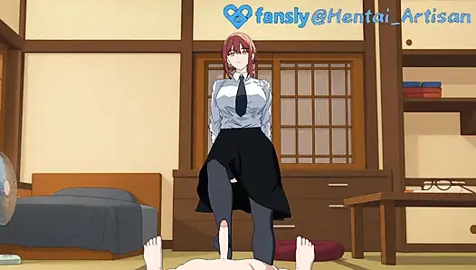 MAKIMA FULL HENTAI  BLOWJOB POV  DOUBLE PENETRATION  DEEPTHROAT