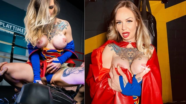Playtime cosplay süper kız batman ve deadpool tarafından sikiliyor
