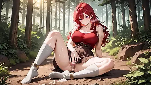 Ateşli kızıl saçlı bomba tutkulu orman sikişi - etek ve beyaz çorap damlayan