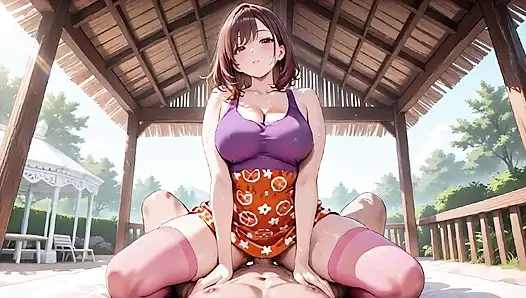 Büyük memeli hentai güzellik tropikal verandada tutkuyla sekiyor - ıslak!