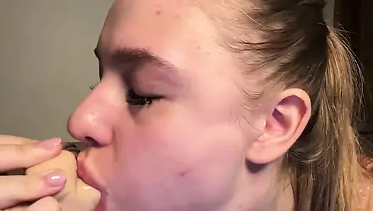 Creampie cumming during anal fucking and pussy with big dildo with jucielussie