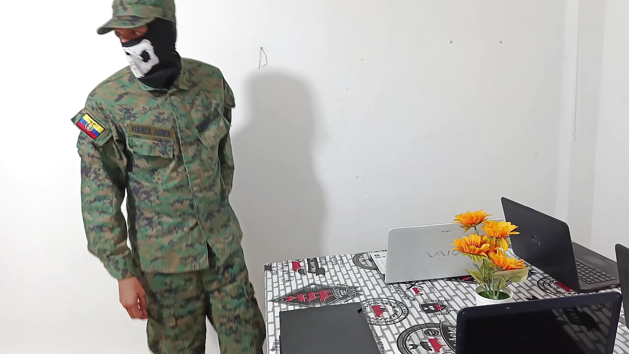 The soldier visits a computer store and fucks the employee.