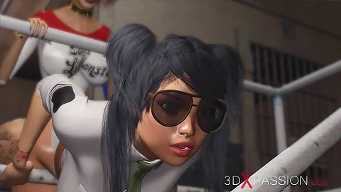 Harley Quinn hapishanede bir kadın hapishane görevlisiyle oynuyor