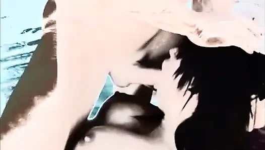 Canlı esmer açık havada yarak emme seansı sonrası doğal göğüslerine boşalıyor