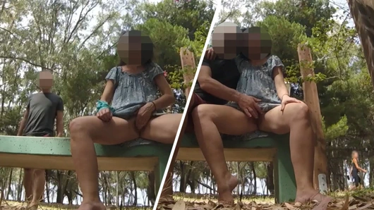 Amcık teşhiri - yabancı beni parkta yakaladı ve boşalmama yardım etti