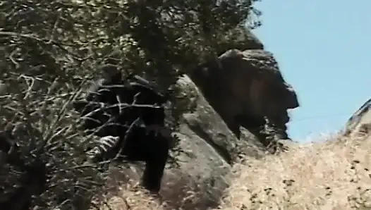 Ninja dude bangs horny asian milf outdoors