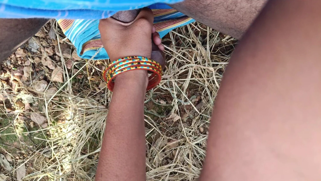 Wife and husband outdoor pussy fingering and hard hand job.