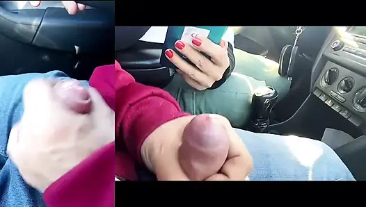 Public handjob almost caught, he likes to film me and watch me cum!