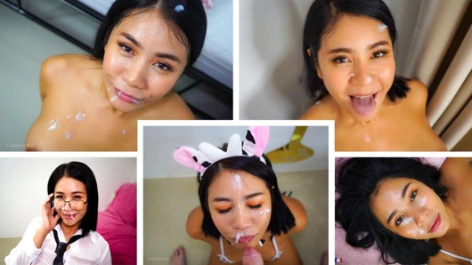 Yüze boşalma derlemesi Asyalı orta yaşlı seksi kadın