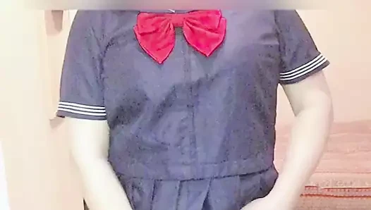 Japon crossdresser üniforma onanism no.2
