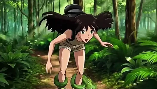 Explorer girl bound in teasing vines that give her  Bound in teasing vines that  intimate pleasure
