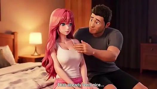 Üvey baba geceleri rahatlamak için üvey kızına masaj yapıyor