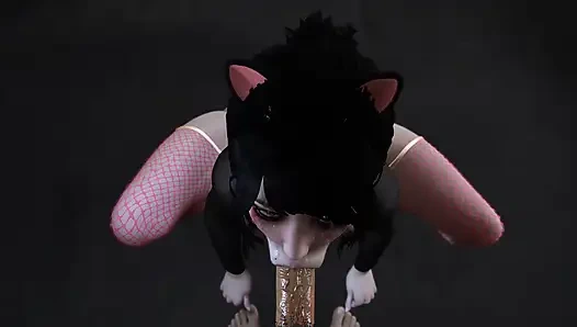 Evcil bir kızdan bakış açısı gırtlağına kadar alıyor - genç sakso