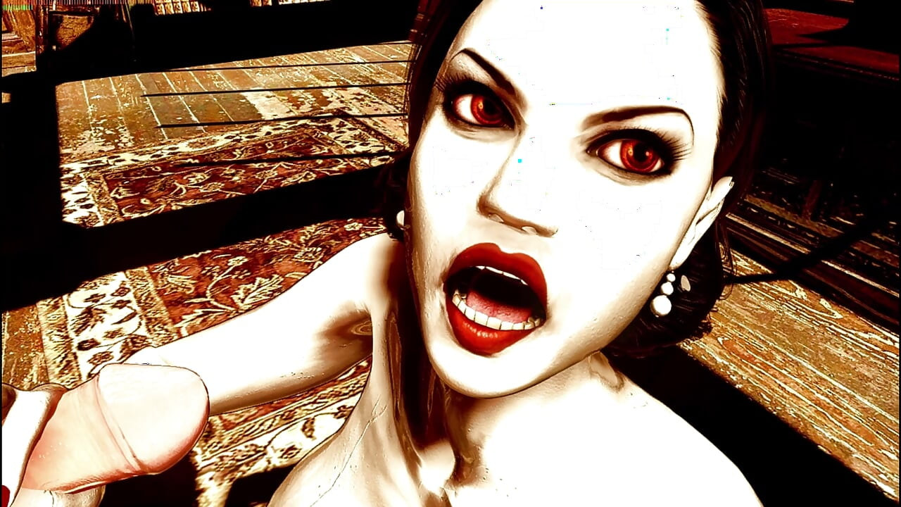 Büyük vampwoman büyük göğüslerini emiyor