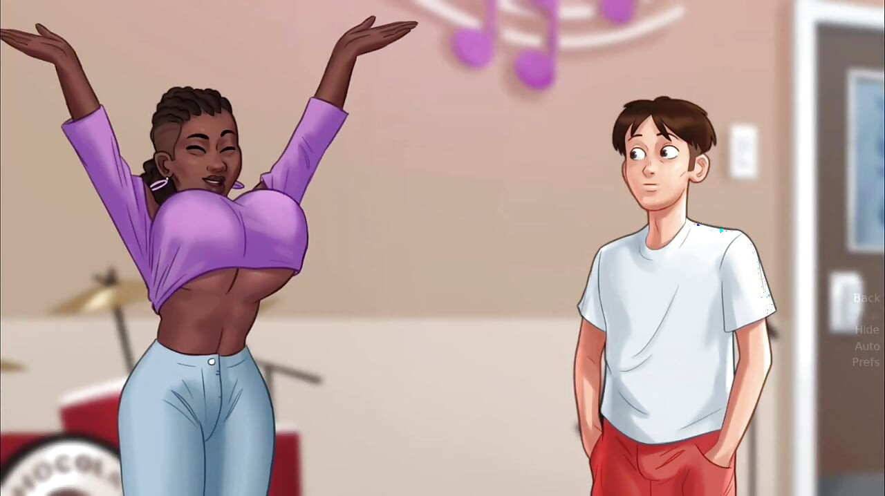 Anon beat out the rhythm from a pair of big black boobs - summer time saga