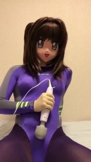 Kigurumi mor tek parça streç giysi titreşimli