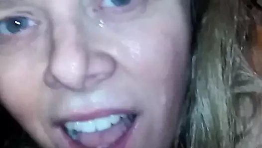 Yüzümde onun cum ile benim kedi sikikleri