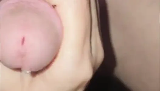 Milking the pre cum out of his hard cock