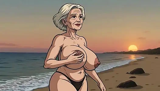 Çizgi film büyük memeli plaj olgunlaşır