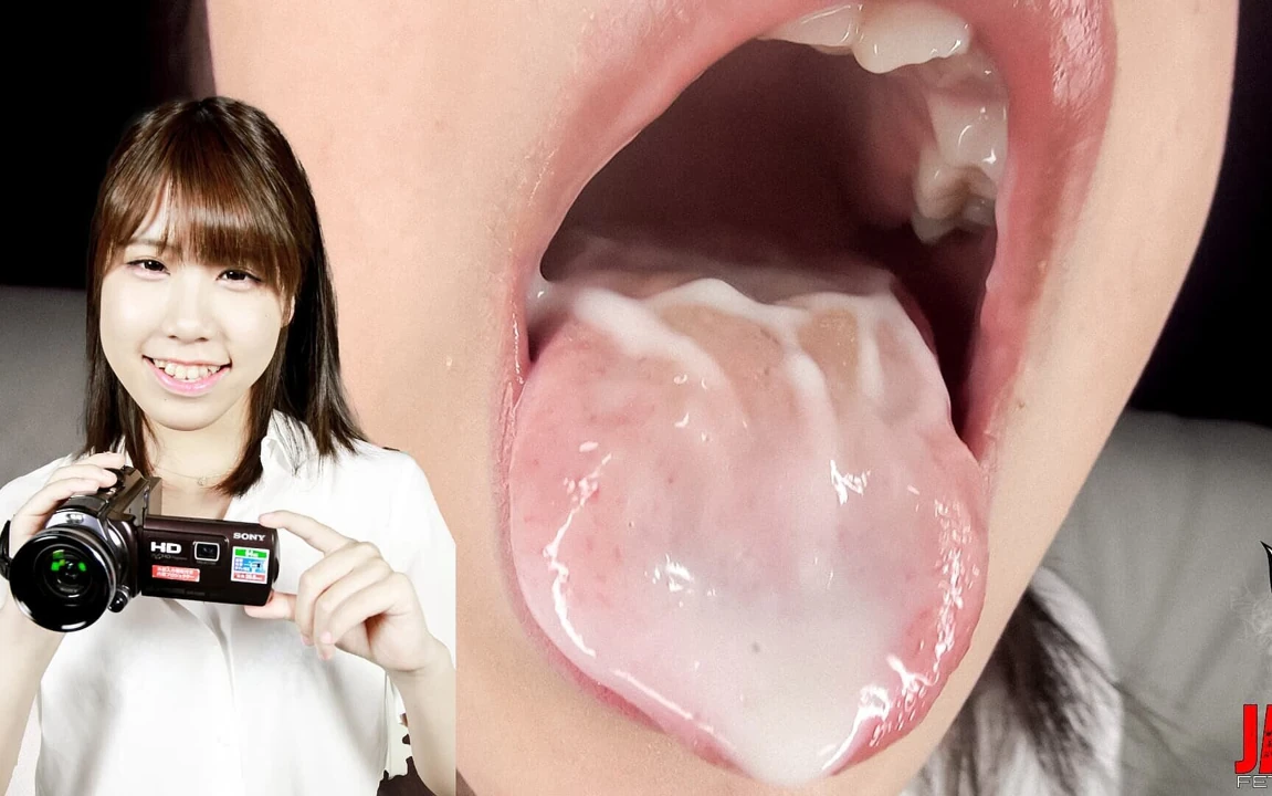 Misaki Katase'nin turuncu parmaklı dili ve yapışkan tükürüğüyle bakış açısı ağzı selfiesi