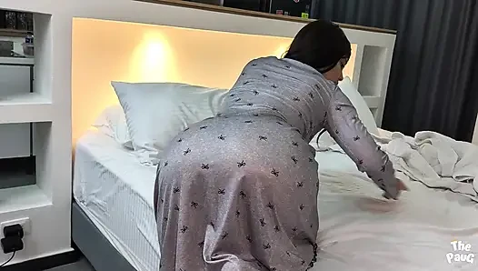 My stepmom's huge ass is easily marked with those pajamas