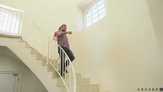 Trans babysitter fucked so hard she falls over