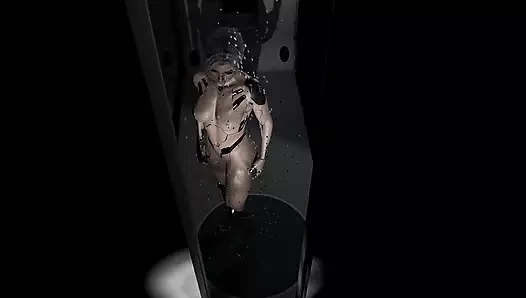 Cyberpunk piliç duş alırken izliyorum